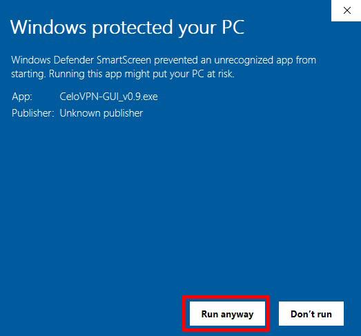 Celo VPN Windows Install Allow