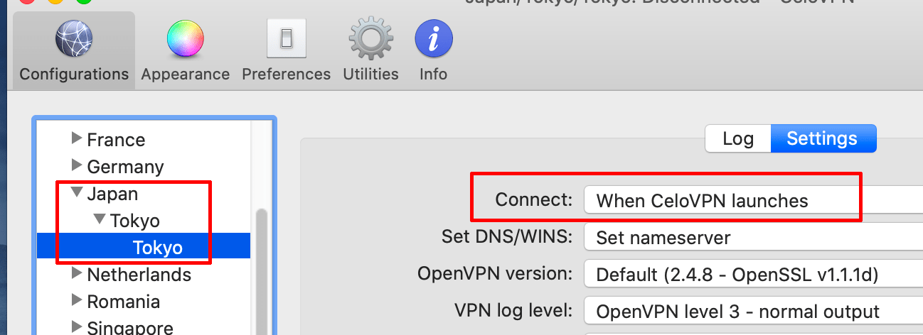 Celo VPN macos Auto Login Connect Setting