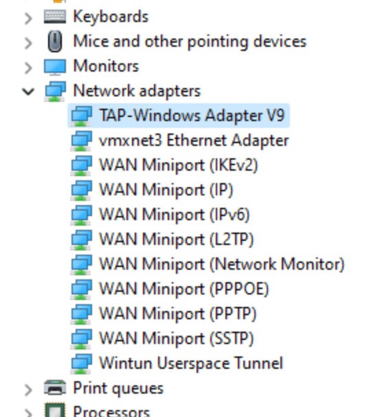 Deluge device manager network adapter name